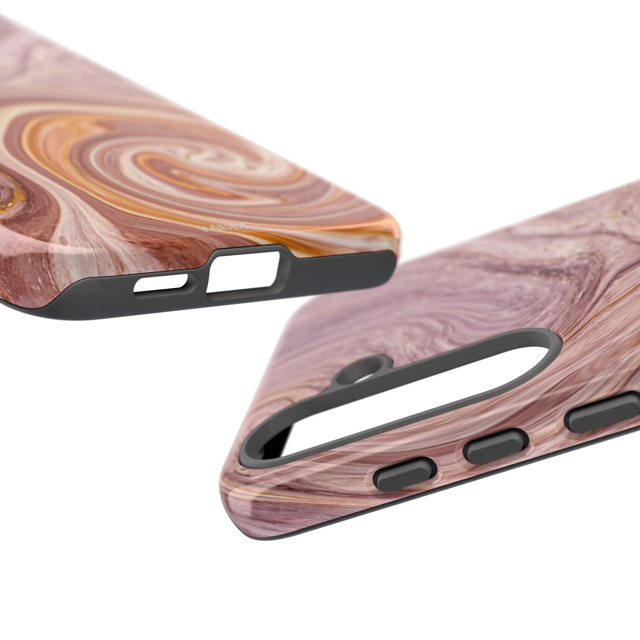 Marble Swirl Phone Case — Pink & Gold Abstract Tough Case