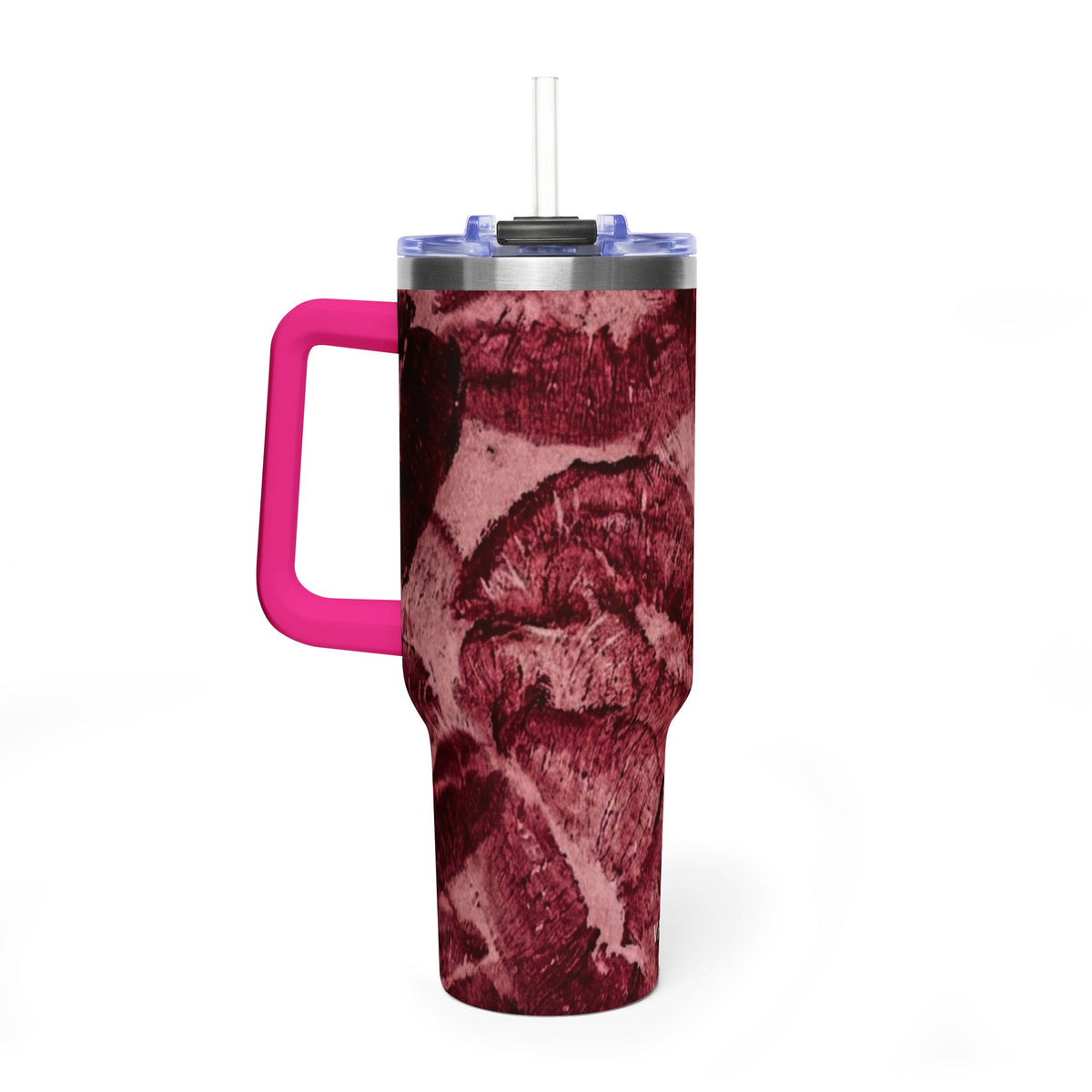 40oz Vacuum Tumbler - Burgundy Rose Marble Insulated Travel Cup