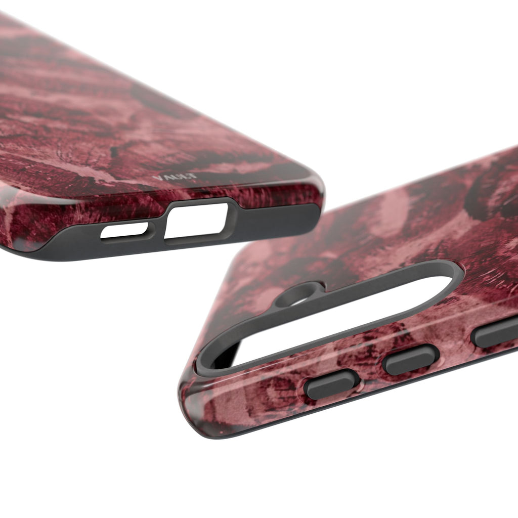 Kiss Print Phone Case – Burgundy Lip Pattern Protective Phone Cover