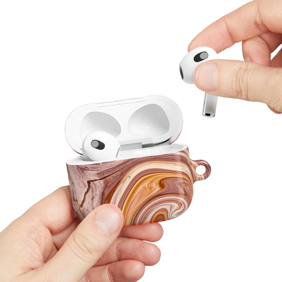 Marble Swirl AirPod Case — Pink & Gold Abstract Protective Cover