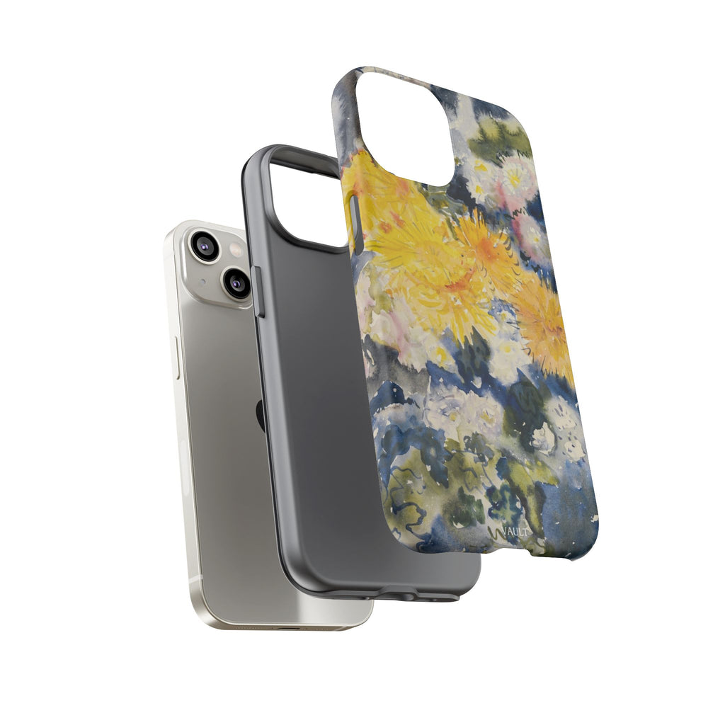 Floral Watercolor Phone Case – Yellow Chrysanthemums Design