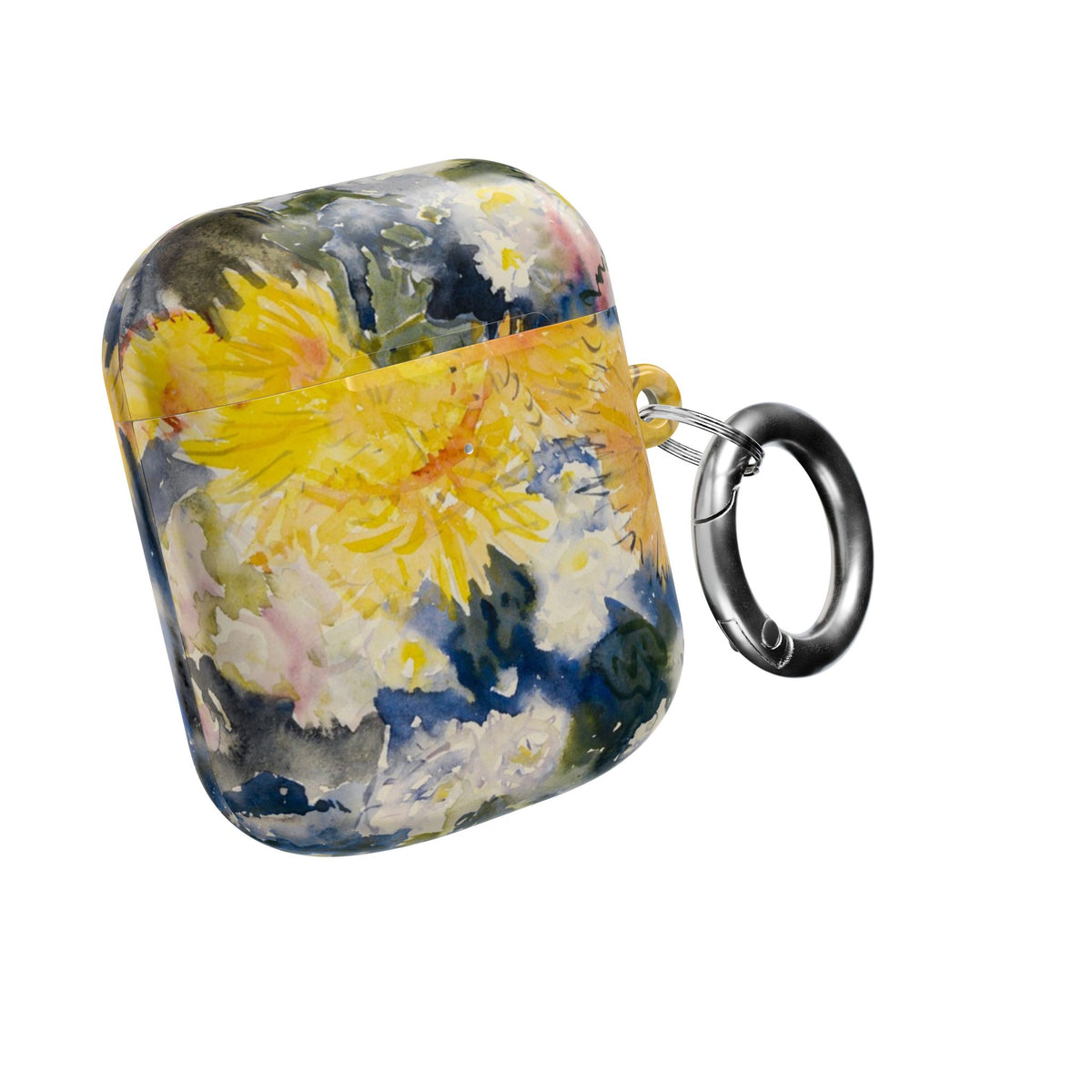 Floral Watercolor AirPod Case — Yellow Blue Sunflower Art Protective Cover