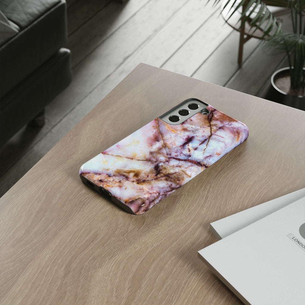 Marble Vein Tough Phone Case — Pink Quartz Protective Cover