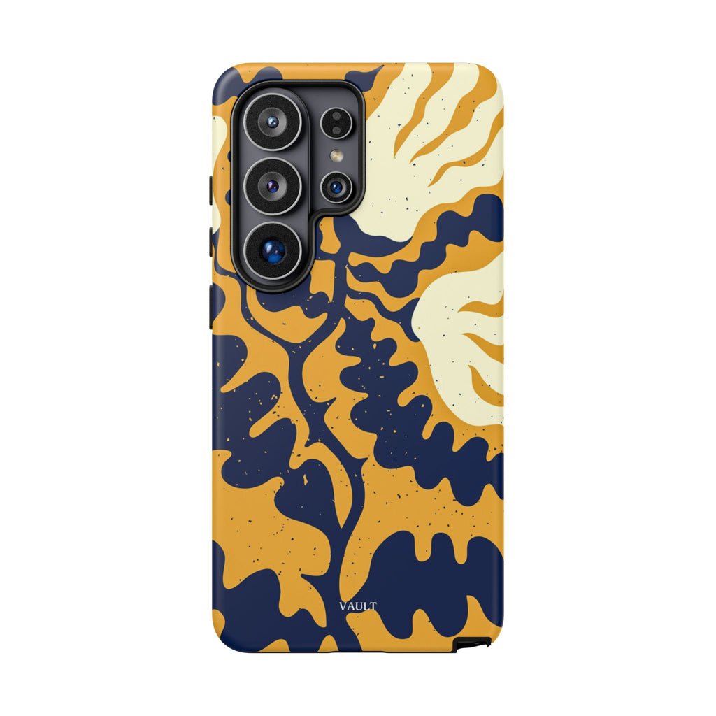 Bold Abstract Floral Phone Case (Navy & Mustard)