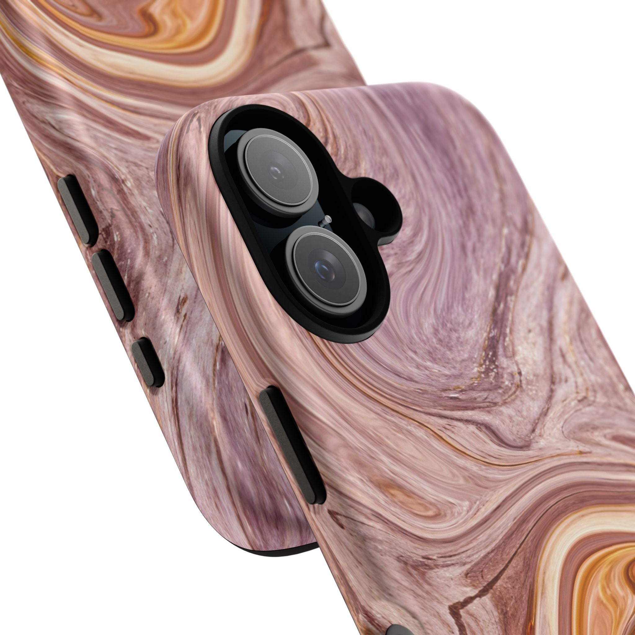 Marble Swirl Phone Case — Pink & Gold Abstract Tough Case