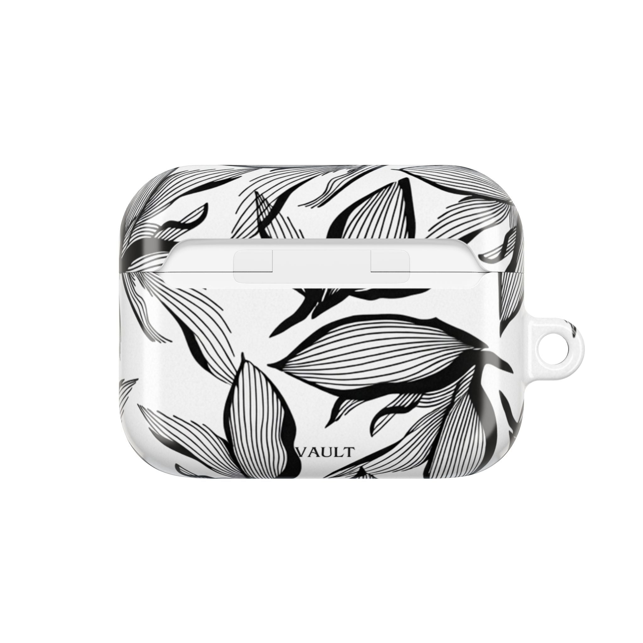 Floral Monochrome AirPod Case — Black & White Leaf Pattern