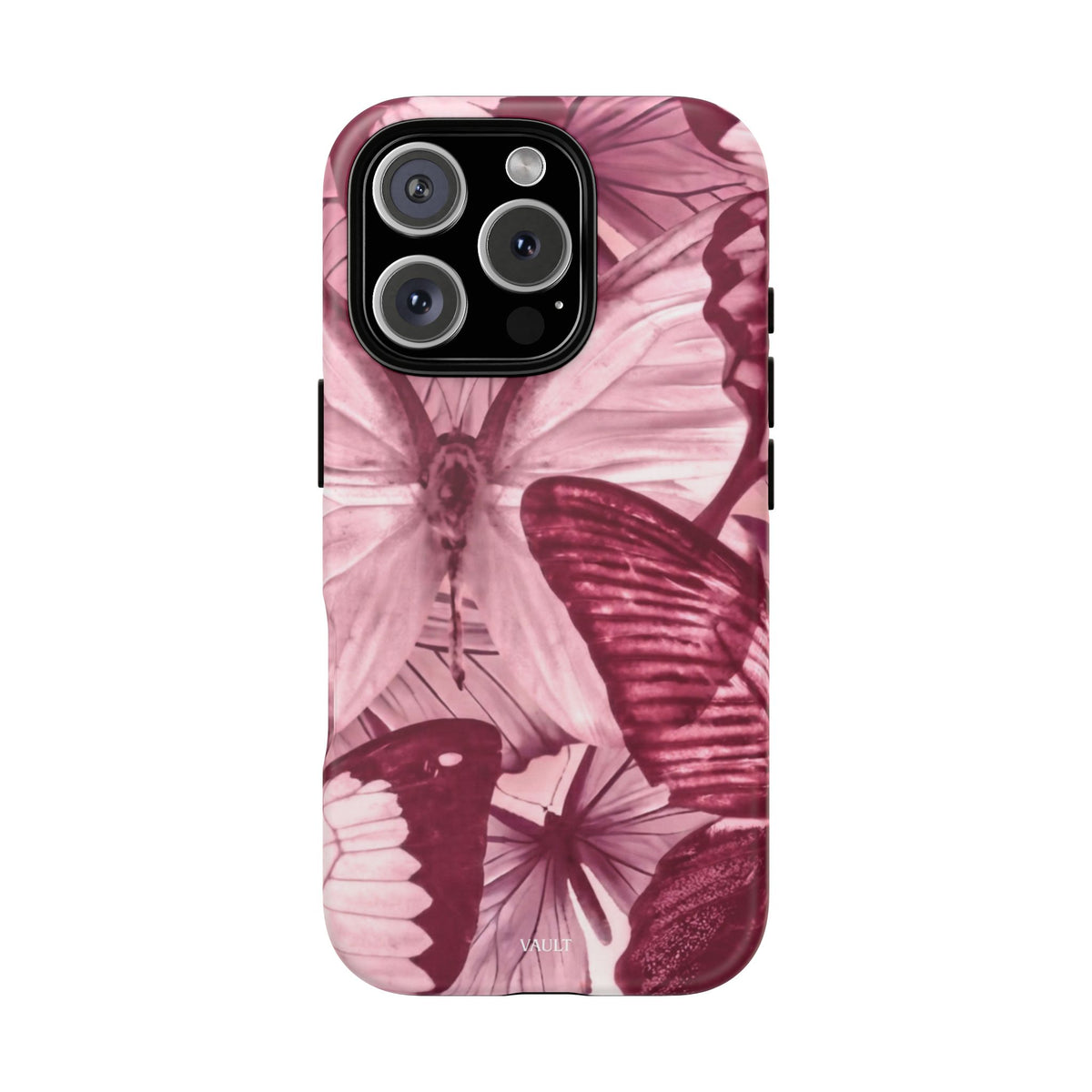 Butterfly Tough Phone Case — Vintage Pink Floral Protective Cover