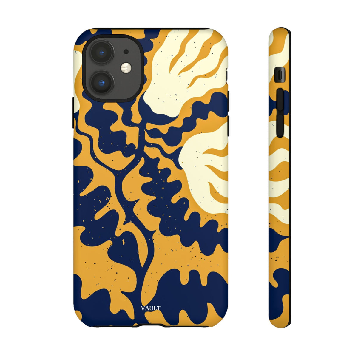 Bold Abstract Floral Phone Case (Navy & Mustard)