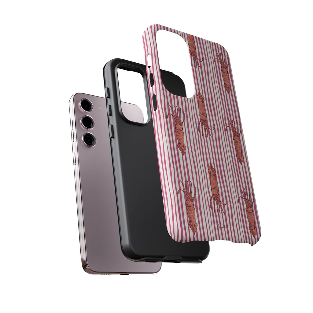 Squid Stripe Phone Case — Pink Nautical Sea Creature Pattern