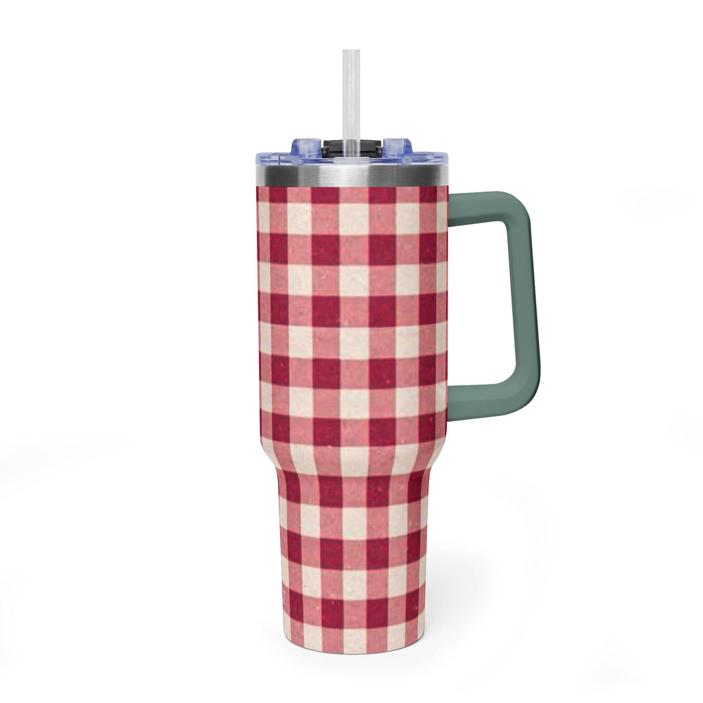 40oz Vacuum Tumbler — Red Buffalo Plaid Insulated Travel Mug
