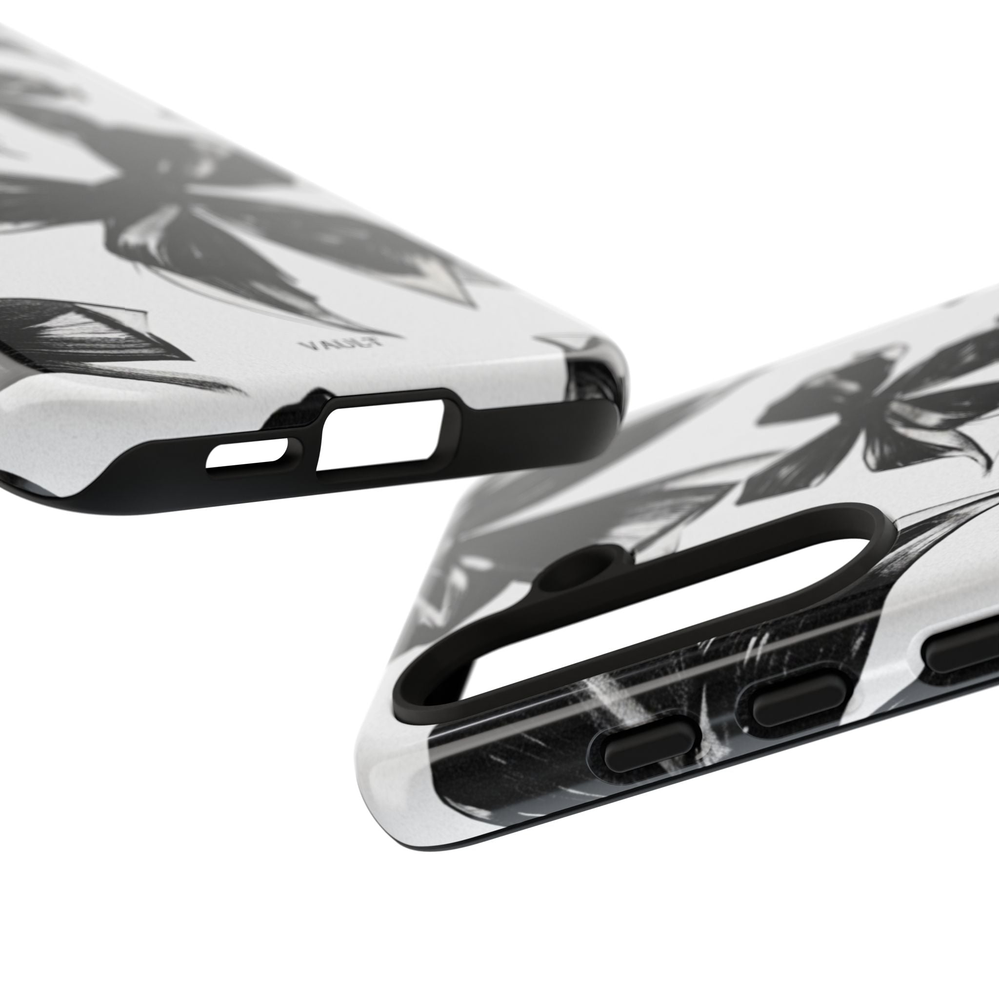 Floral Brushstroke Phone Case — Black & White Botanical Tough Case