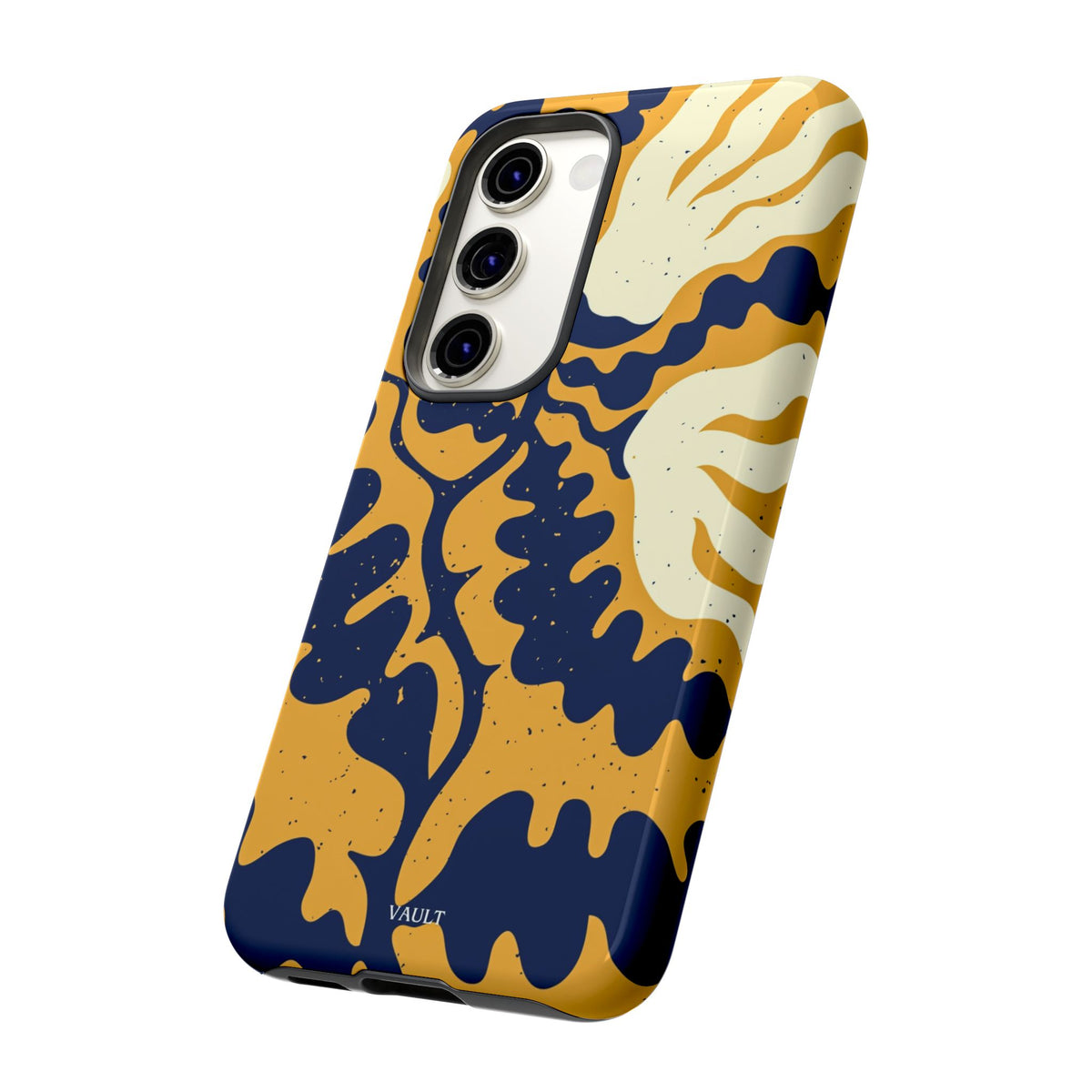 Bold Abstract Floral Phone Case (Navy & Mustard)