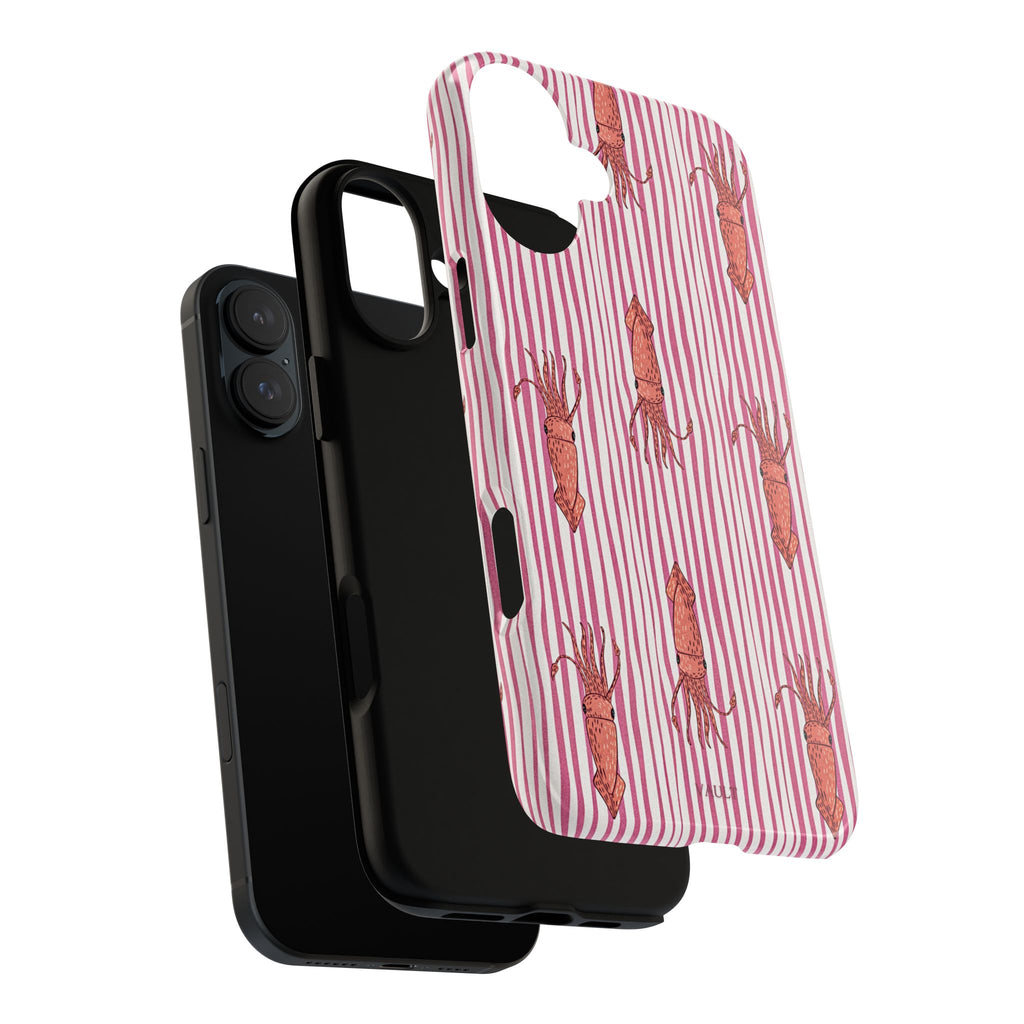 Squid Stripe Phone Case — Pink Nautical Sea Creature Pattern