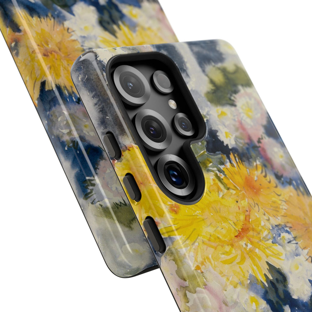 Floral Watercolor Phone Case – Yellow Chrysanthemums Design