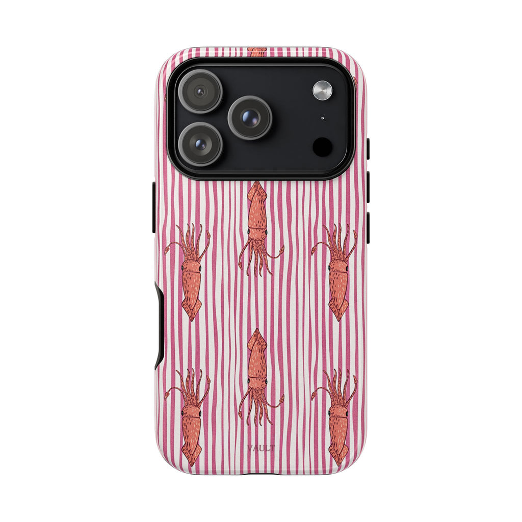 Squid Stripe Phone Case — Pink Nautical Sea Creature Pattern
