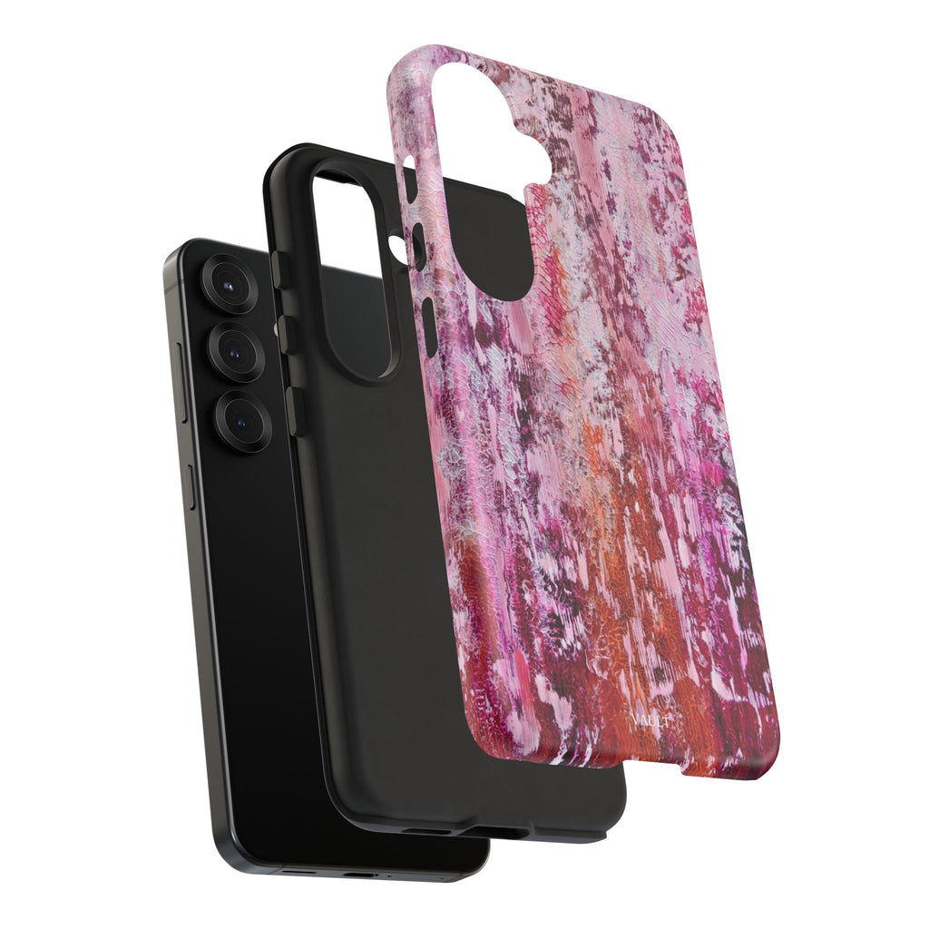 Pink Abstract Art Tough Phone Case — Protective Artistic Phone Cover
