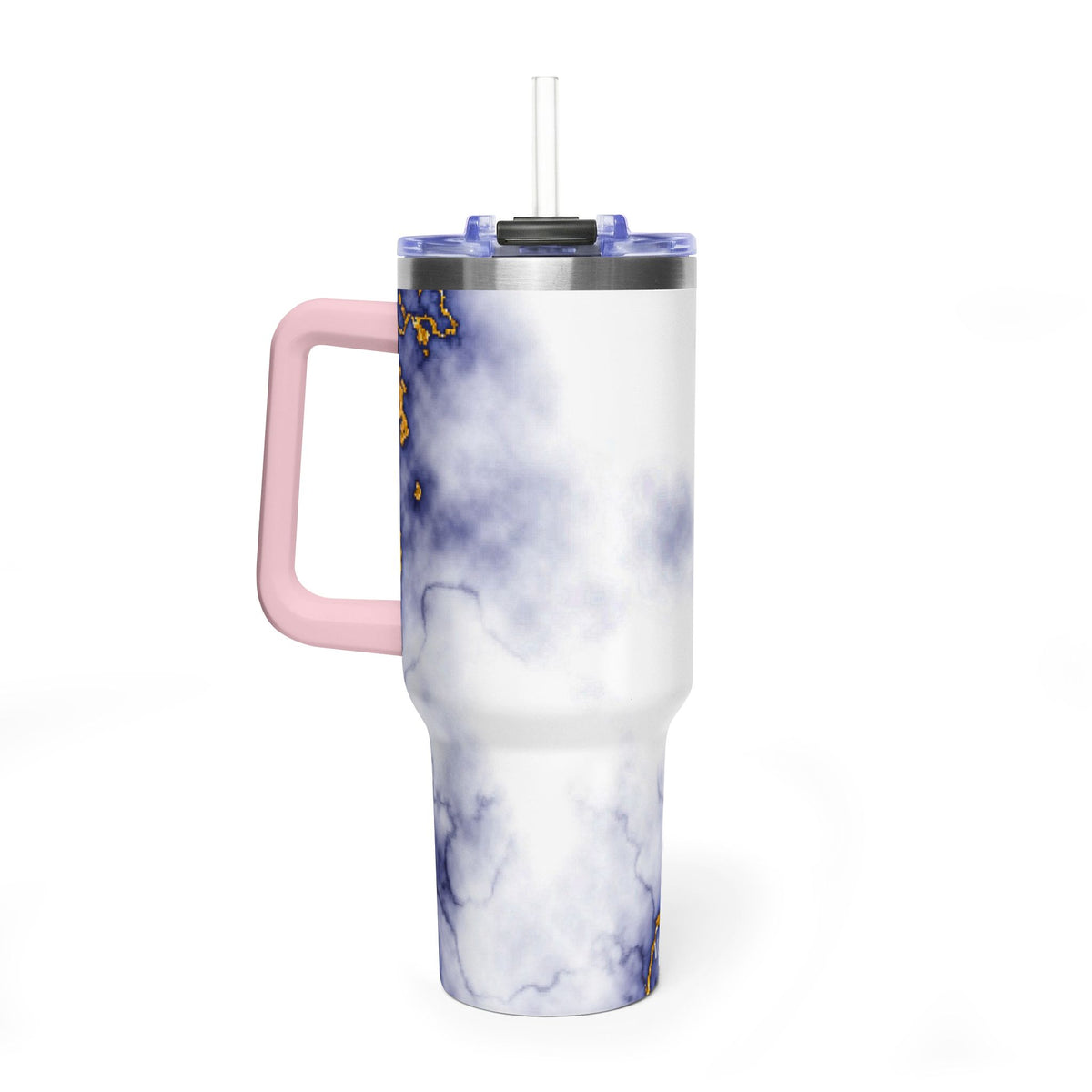 40oz Marble Thermal Tumbler - Blue & Gold Veined Vacuum Cup
