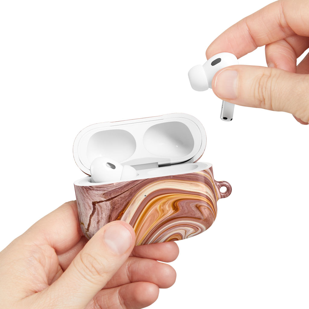 Marble Swirl AirPod Case — Pink & Gold Abstract Protective Cover