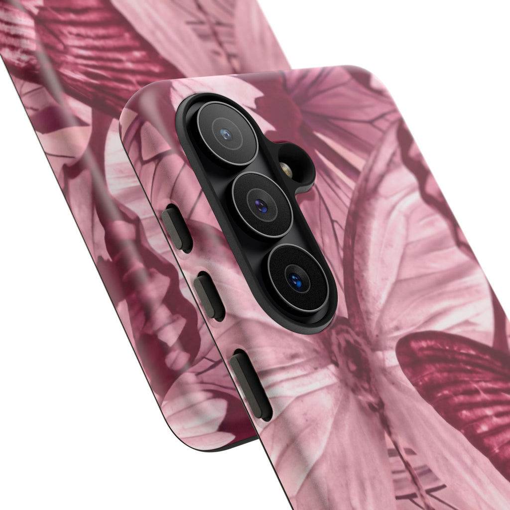 Butterfly Tough Phone Case — Vintage Pink Floral Protective Cover