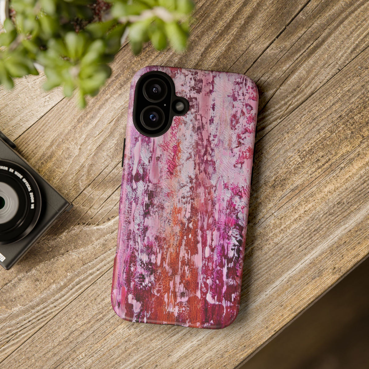 Pink Abstract Art Tough Phone Case — Protective Artistic Phone Cover