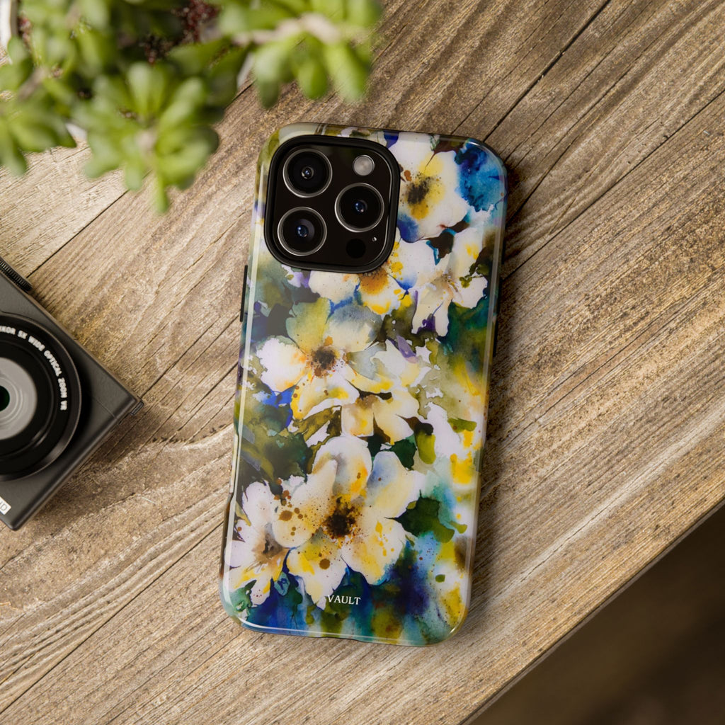 Floral Watercolor Tough Case – Yellow White Blossom Phone Cover