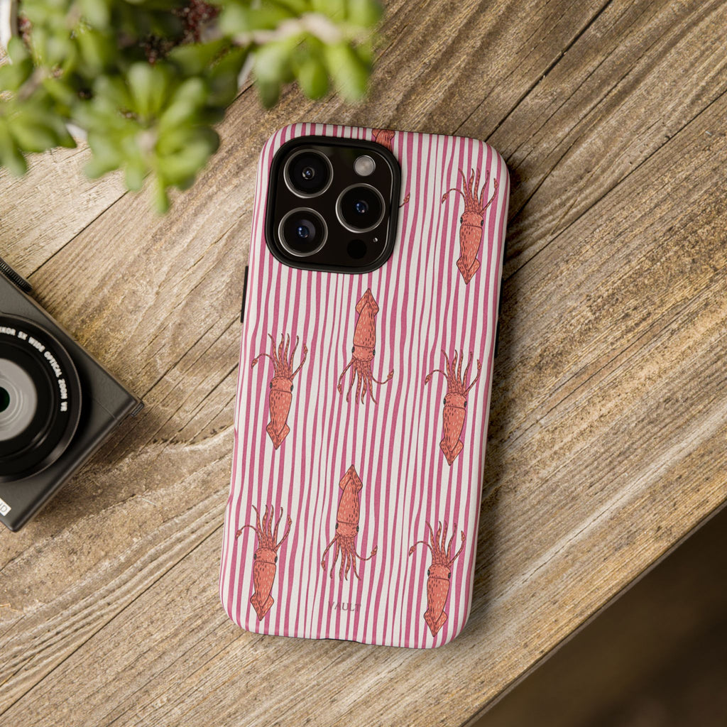 Squid Stripe Phone Case — Pink Nautical Sea Creature Pattern