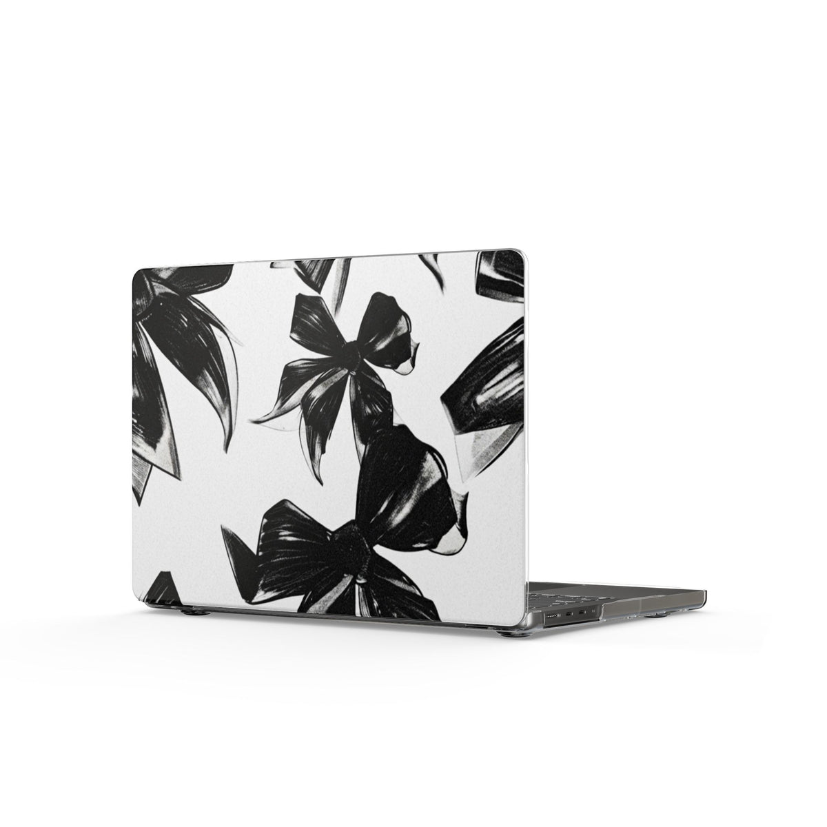 Black Botanical Clear MacBook Case – Minimal Floral Laptop Cover