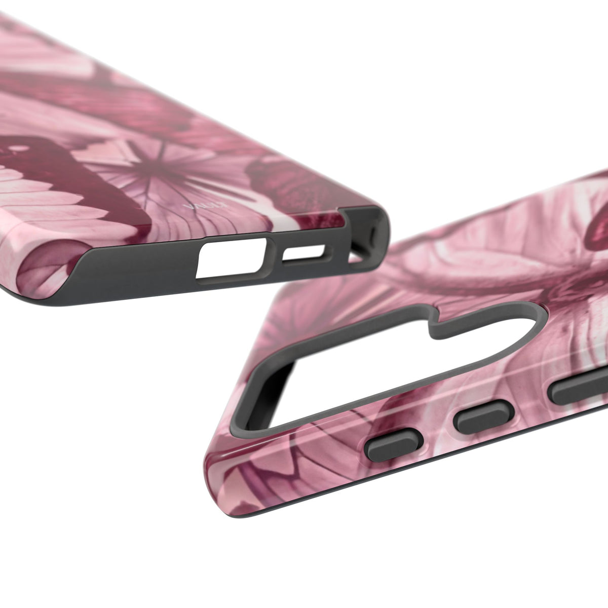 Butterfly Tough Phone Case — Vintage Pink Floral Protective Cover