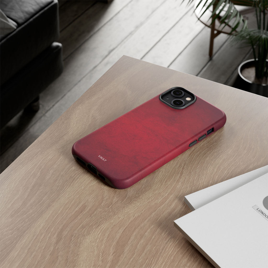 Red Leather Texture Phone Case Impact-Resistant Case