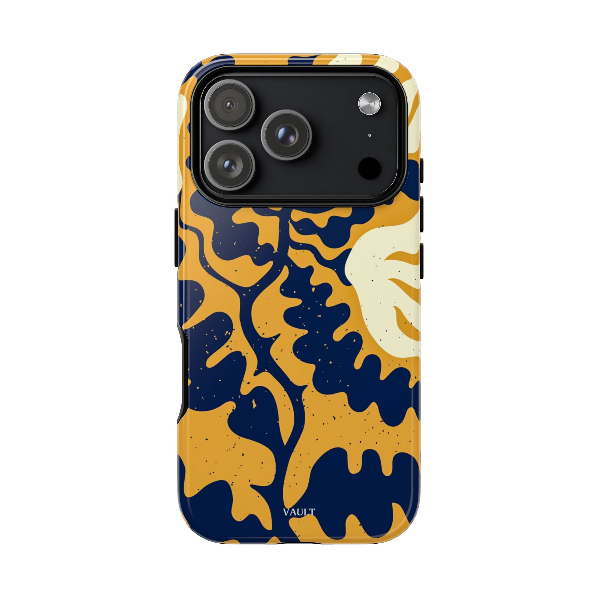 Bold Abstract Floral Phone Case (Navy & Mustard)