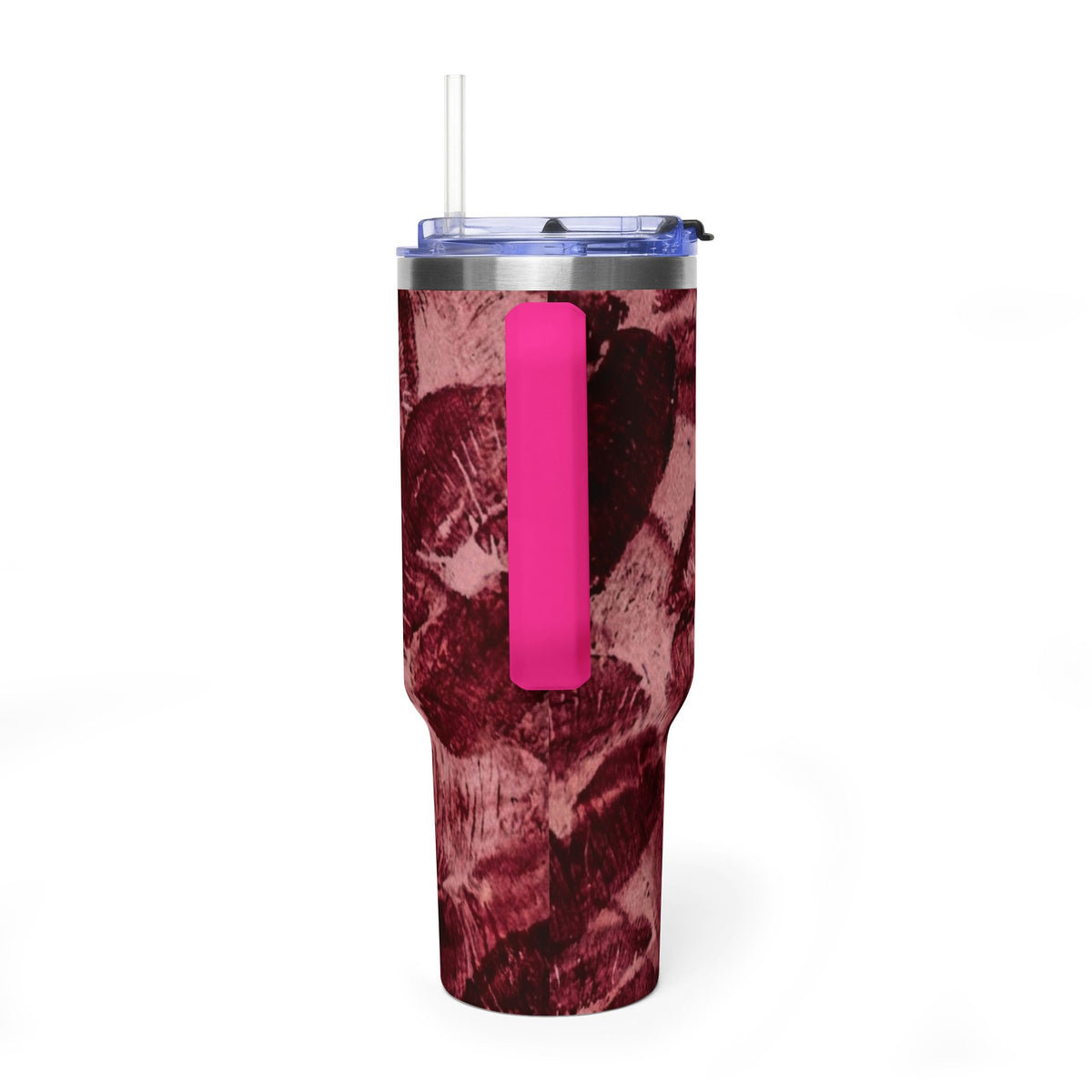 40oz Vacuum Tumbler - Burgundy Rose Marble Insulated Travel Cup