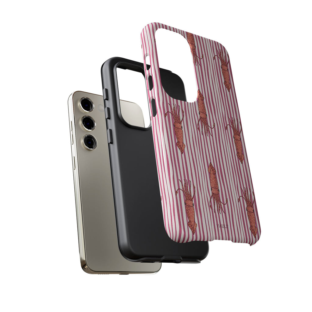 Squid Stripe Phone Case — Pink Nautical Sea Creature Pattern