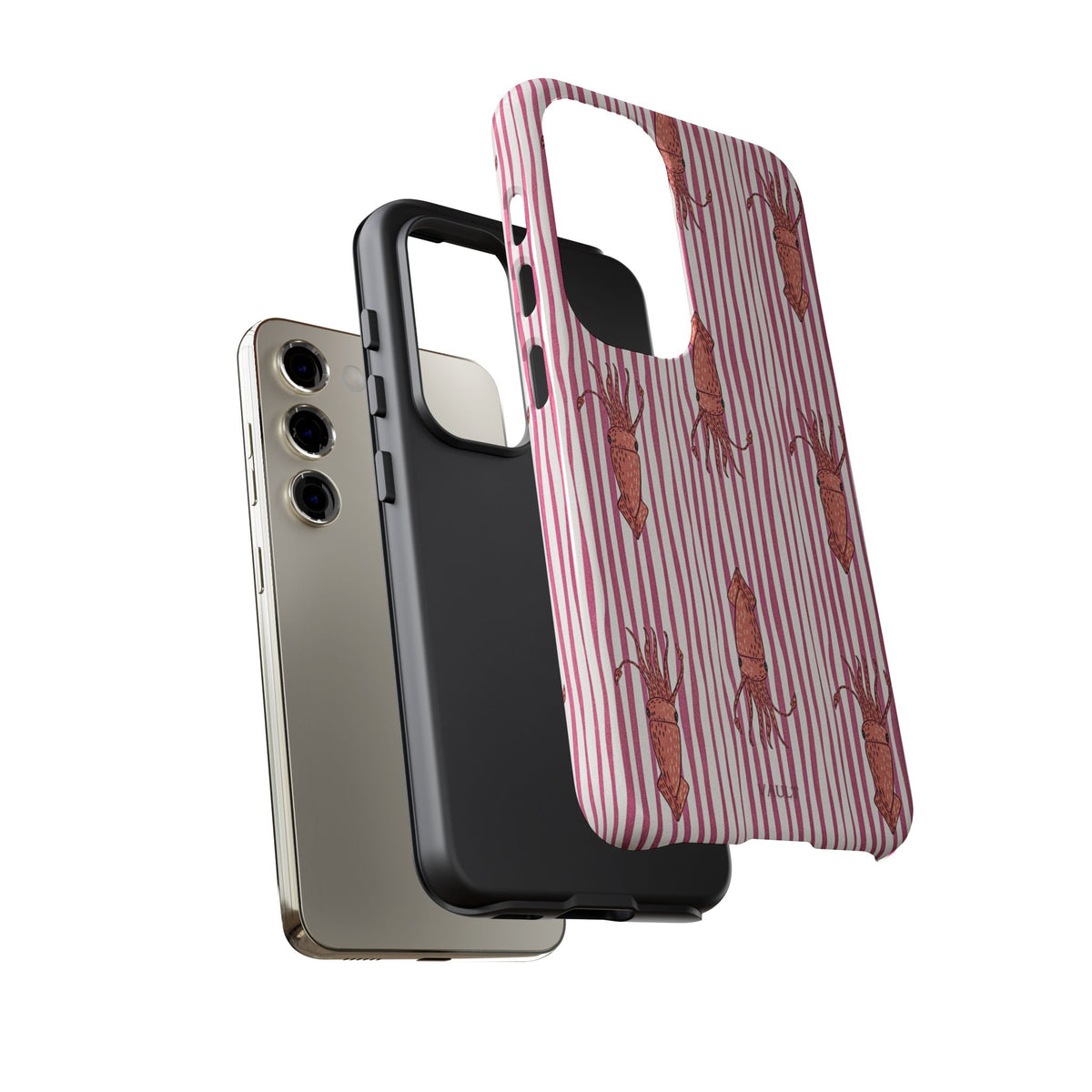 Squid Stripe Phone Case — Pink Nautical Sea Creature Pattern