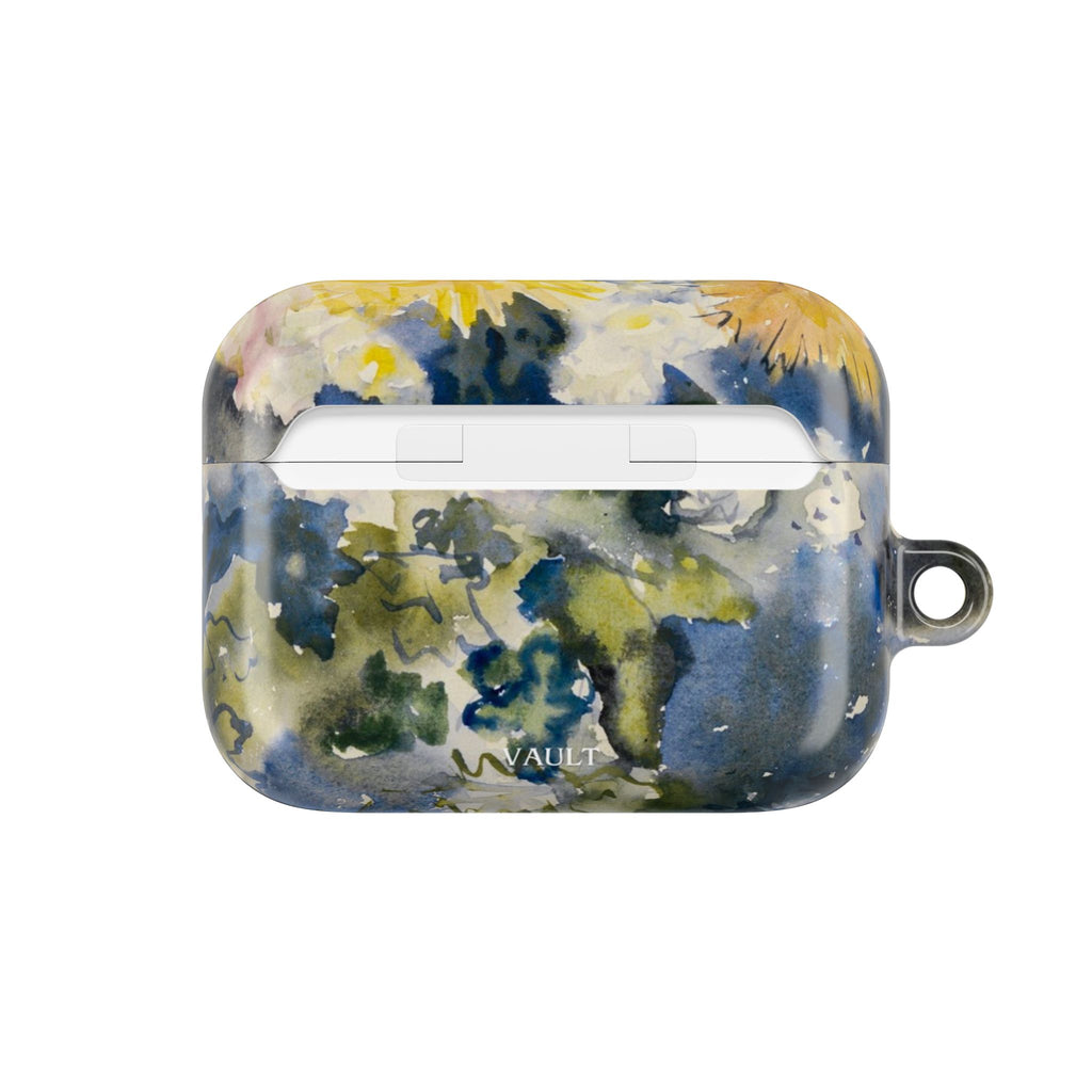 Floral Watercolor AirPod Case — Yellow Blue Sunflower Art Protective Cover