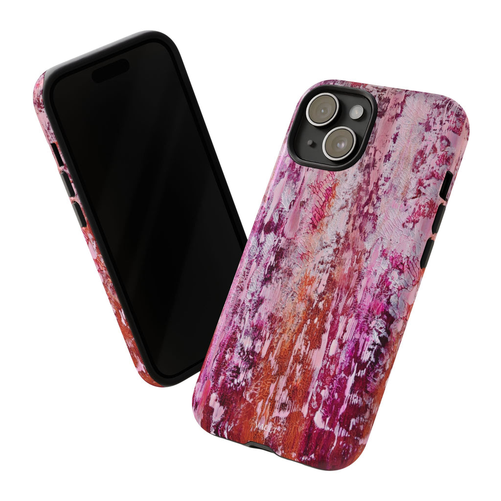 Pink Abstract Art Tough Phone Case — Protective Artistic Phone Cover