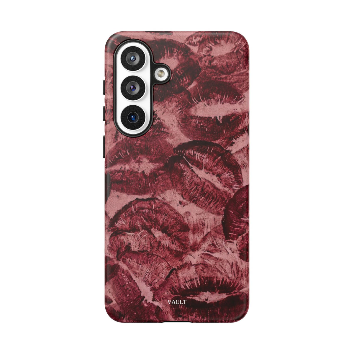 Kiss Print Phone Case – Burgundy Lip Pattern Protective Phone Cover