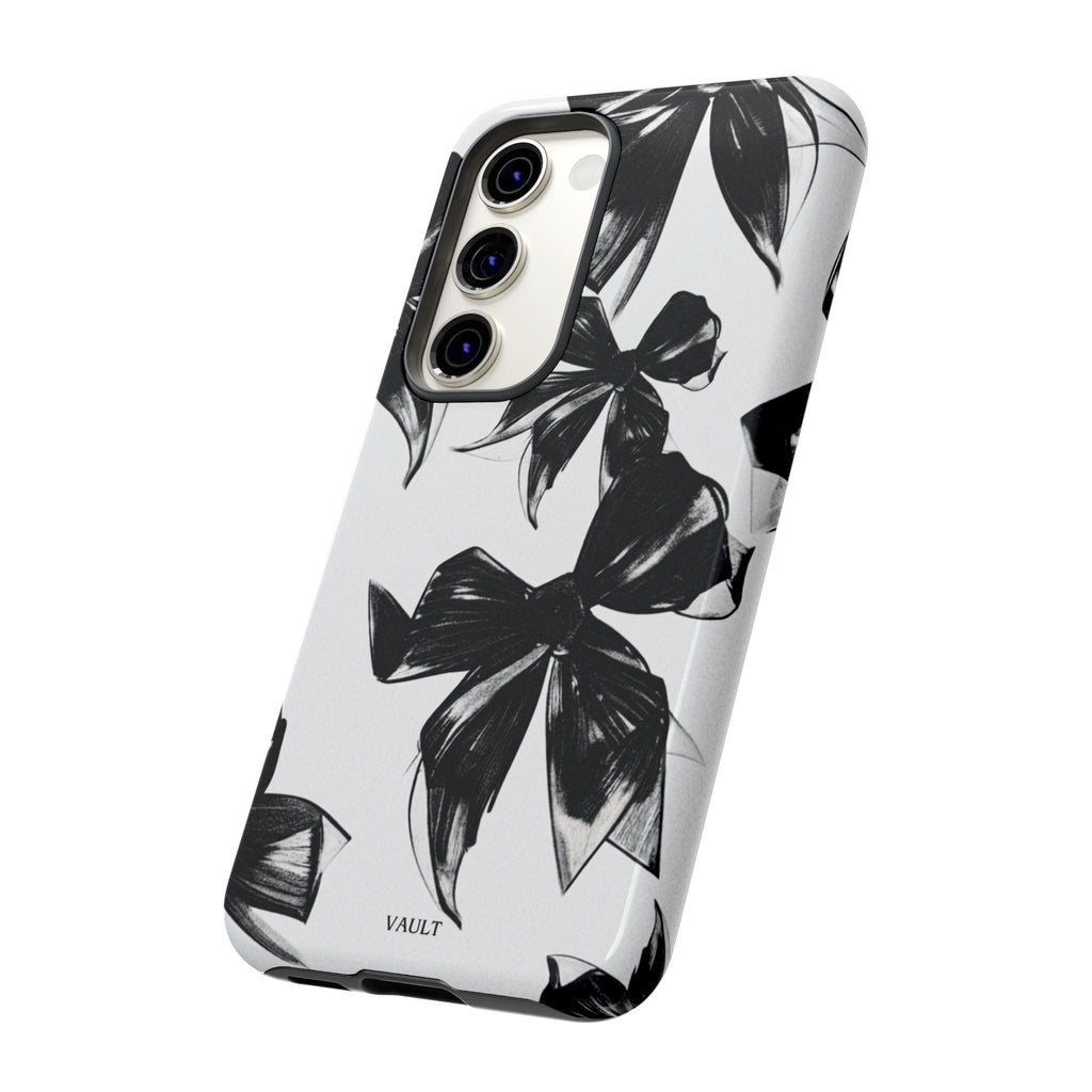 Floral Brushstroke Phone Case — Black & White Botanical Tough Case