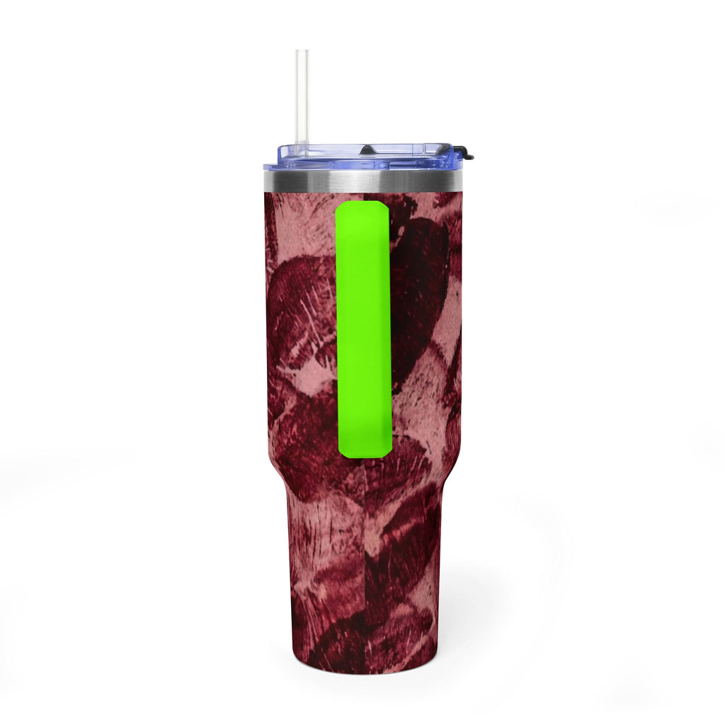 40oz Vacuum Tumbler - Burgundy Rose Marble Insulated Travel Cup