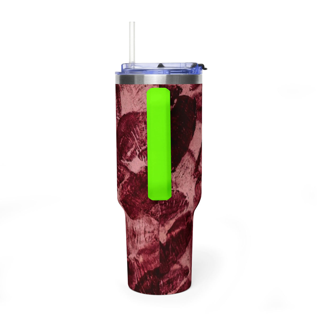 40oz Vacuum Tumbler - Burgundy Rose Marble Insulated Travel Cup