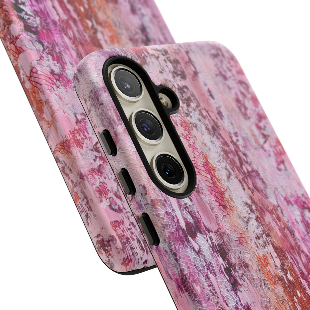 Pink Abstract Art Tough Phone Case — Protective Artistic Phone Cover