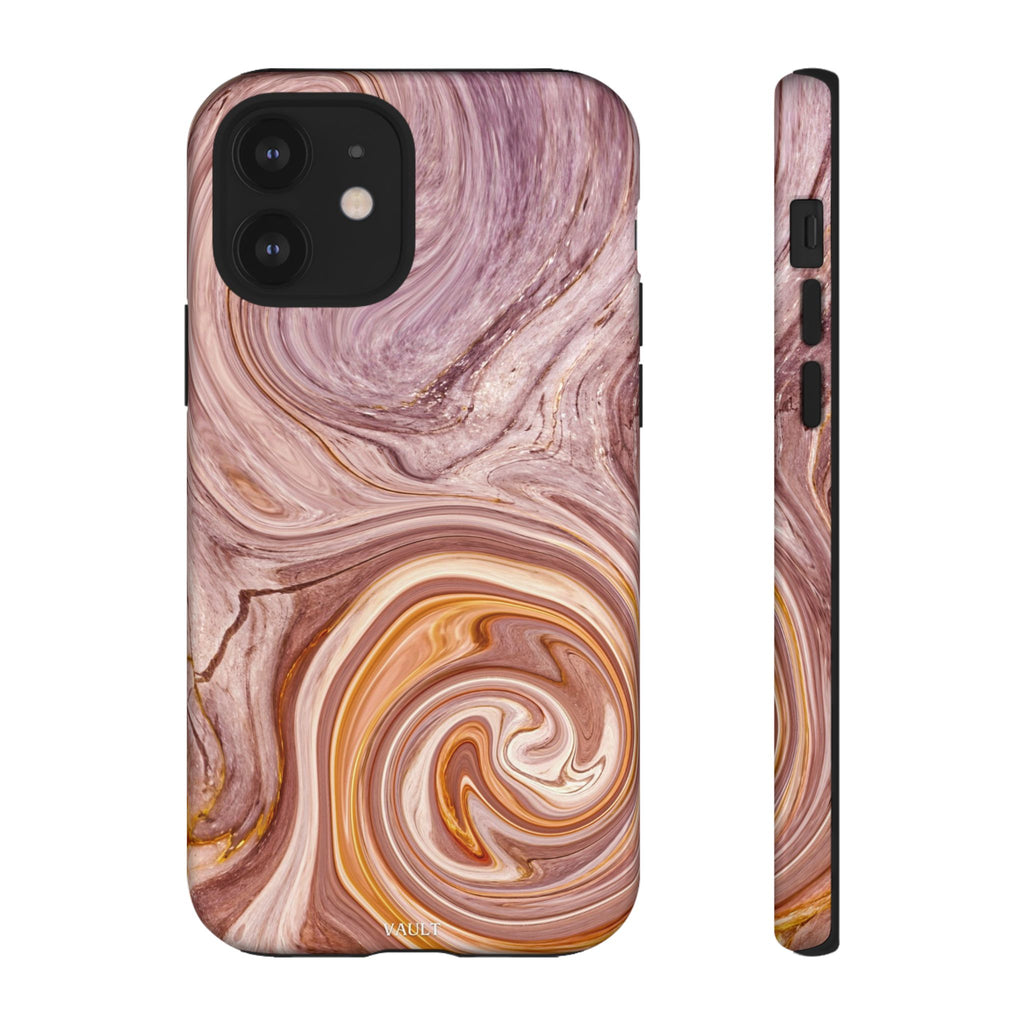Marble Swirl Phone Case — Pink & Gold Abstract Tough Case