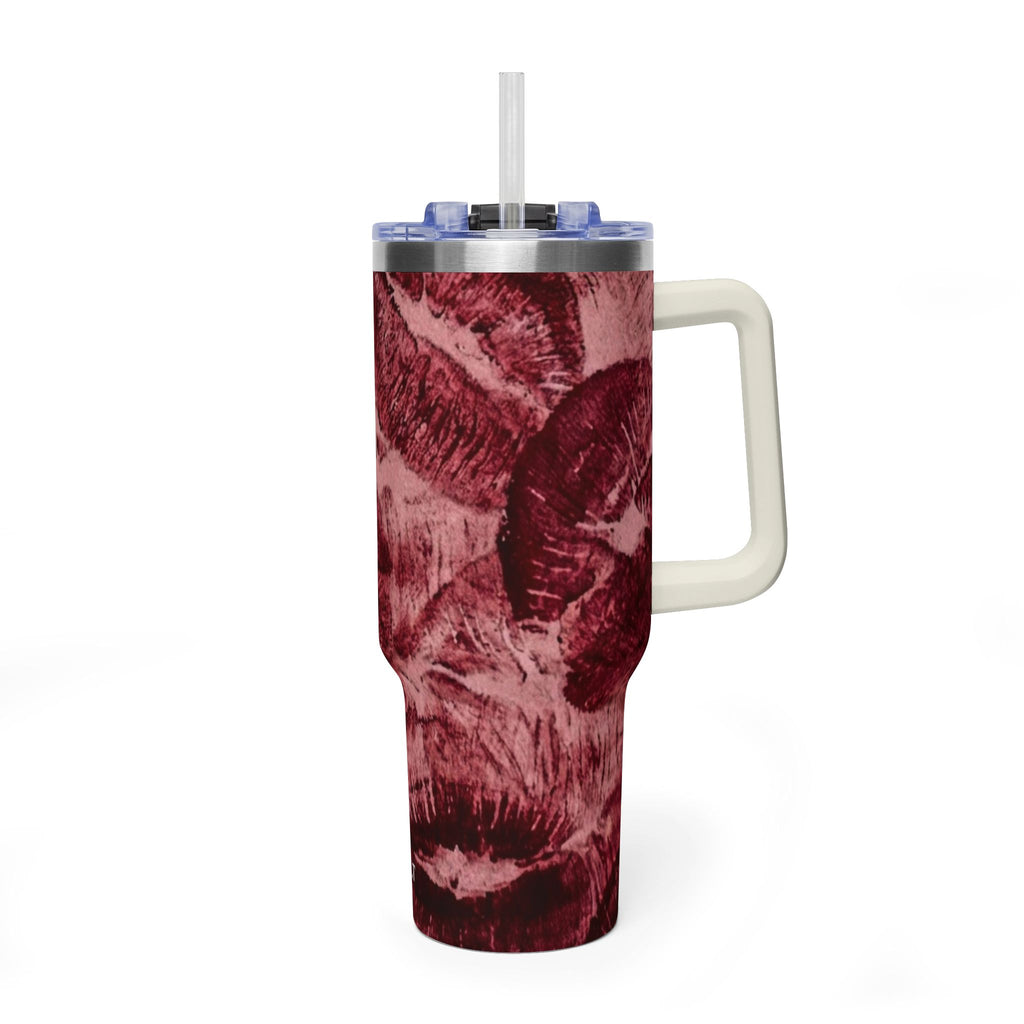 40oz Vacuum Tumbler - Burgundy Rose Marble Insulated Travel Cup