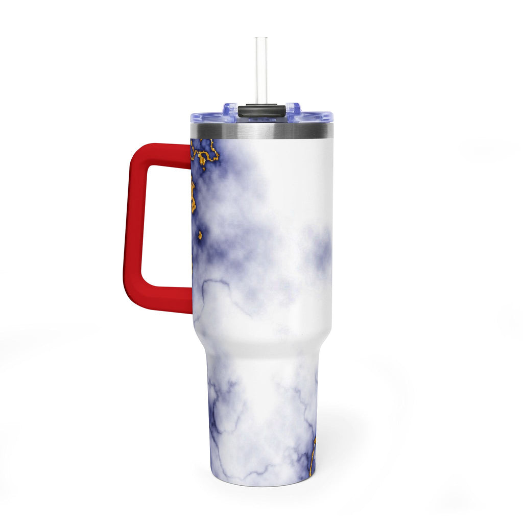 40oz Marble Thermal Tumbler - Blue & Gold Veined Vacuum Cup