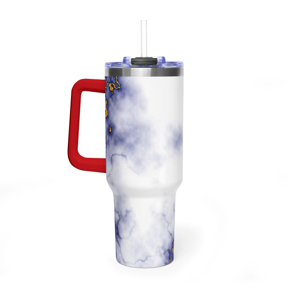40oz Marble Thermal Tumbler - Blue & Gold Veined Vacuum Cup