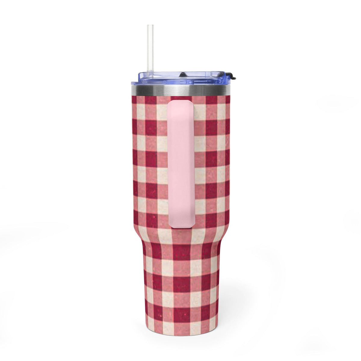 40oz Vacuum Tumbler — Red Buffalo Plaid Insulated Travel Mug