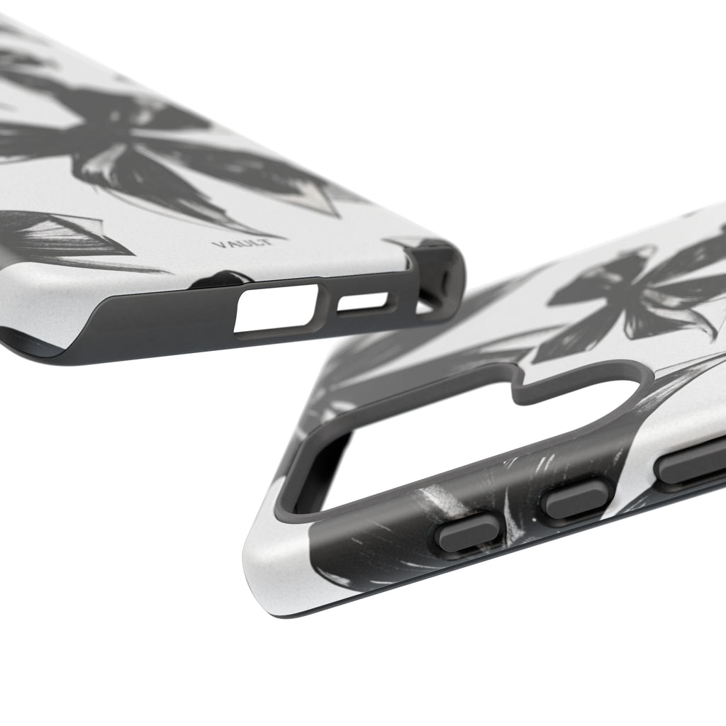 Floral Brushstroke Phone Case — Black & White Botanical Tough Case