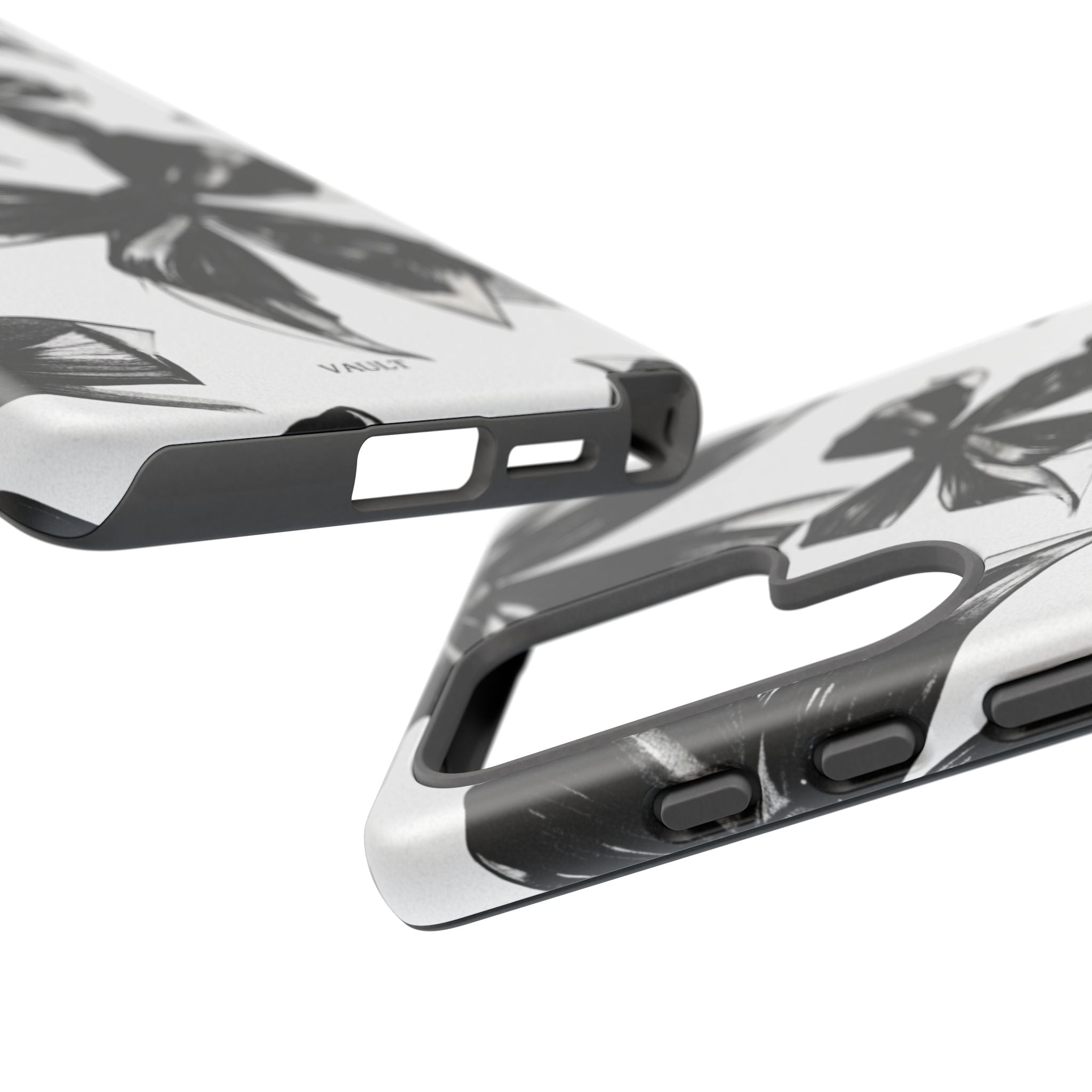 Floral Brushstroke Phone Case — Black & White Botanical Tough Case
