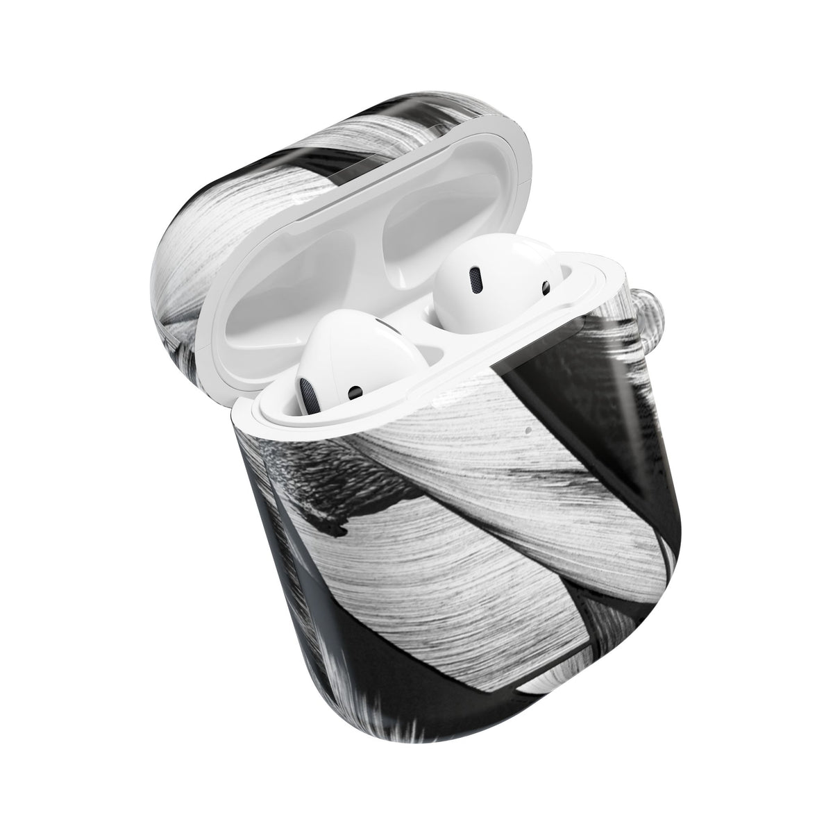 AirPod Case — Monochrome Tropical Leaf Protective Cover