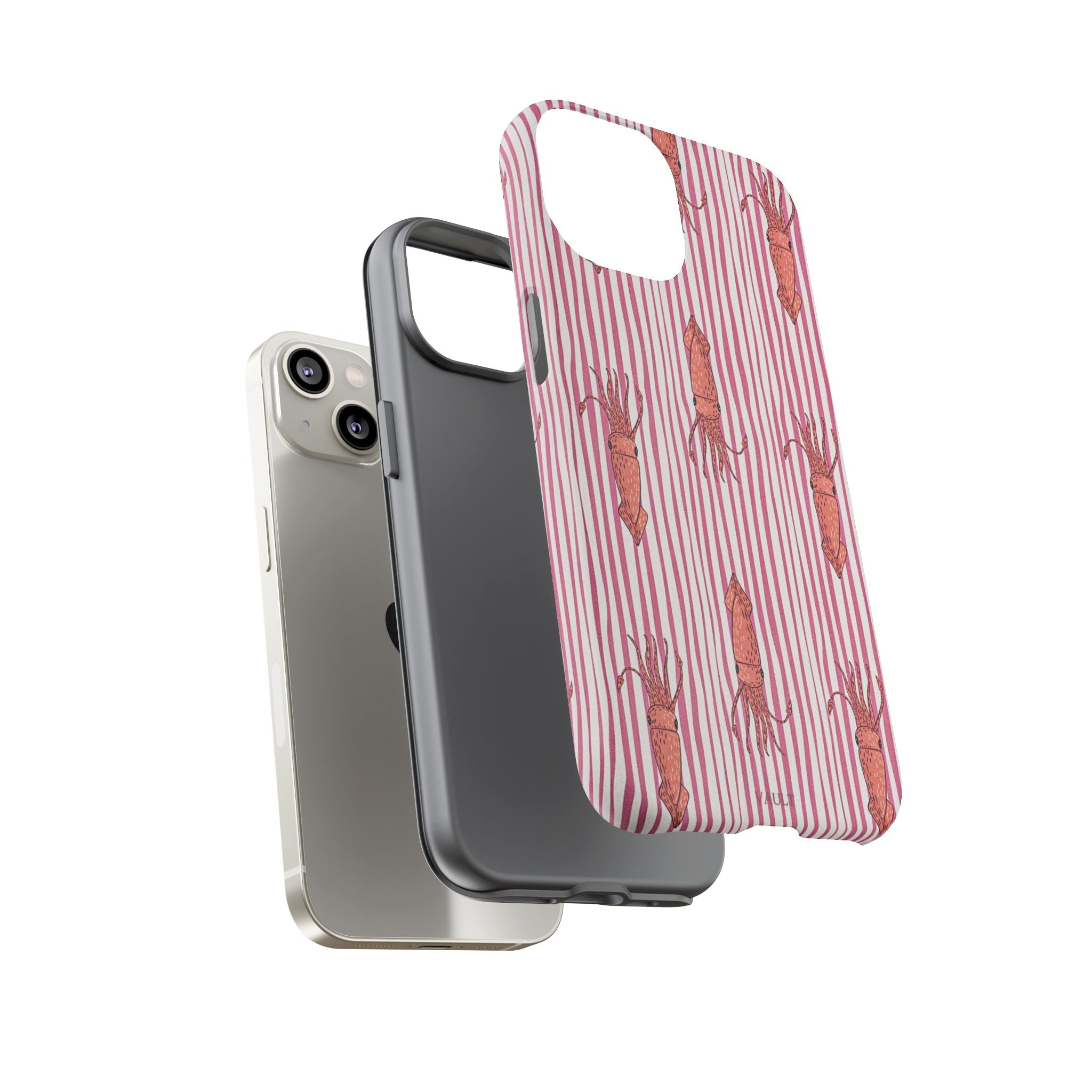 Squid Stripe Phone Case — Pink Nautical Sea Creature Pattern