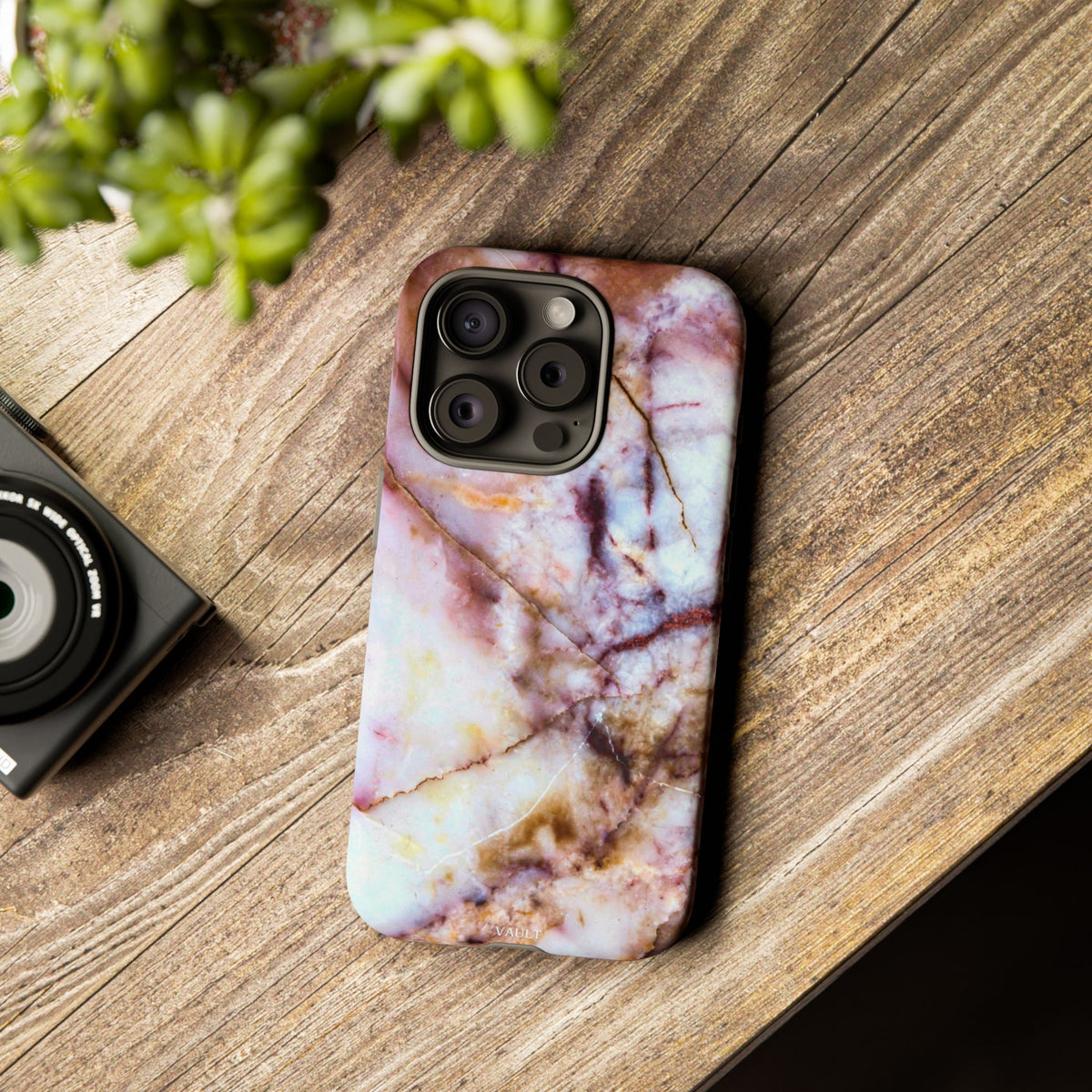 Marble Vein Tough Phone Case — Pink Quartz Protective Cover